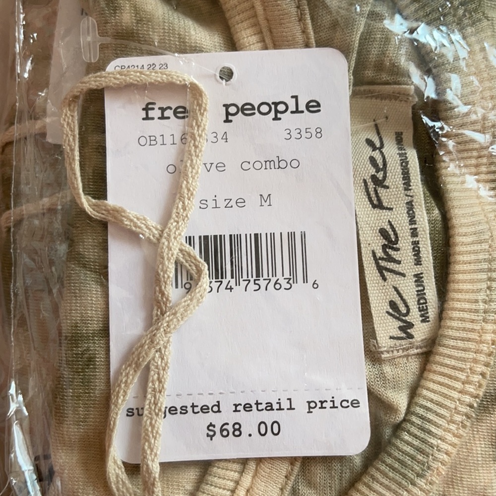 Free people riptide tee in olive combo NWT - Picture 3 of 4